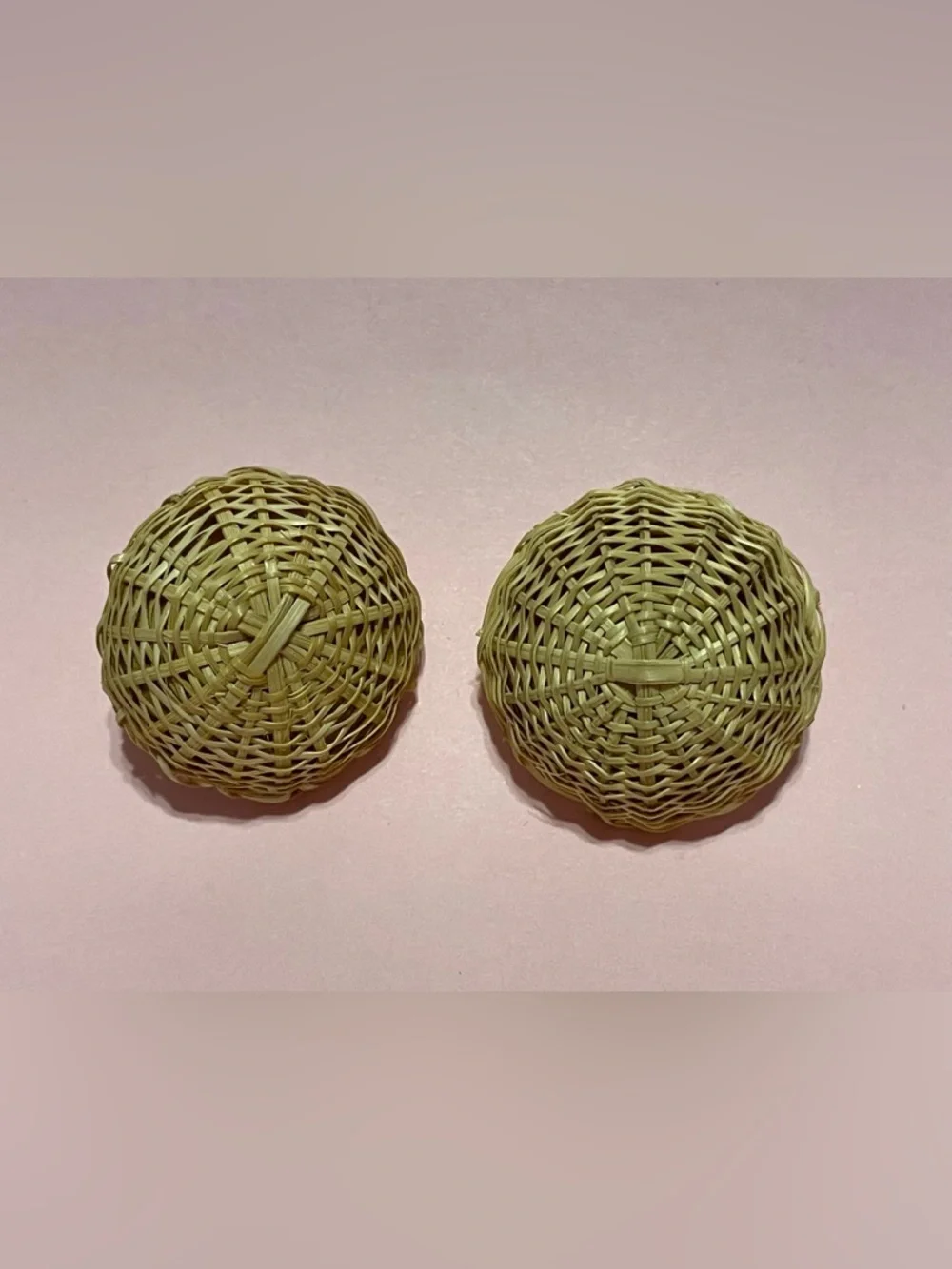 Vintage Hand Woven Pierced Earrings #9686